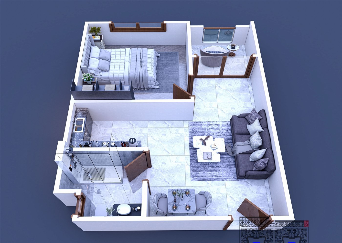 Orgwan Resort 1 bedroom apartment floor plan, Hurghada