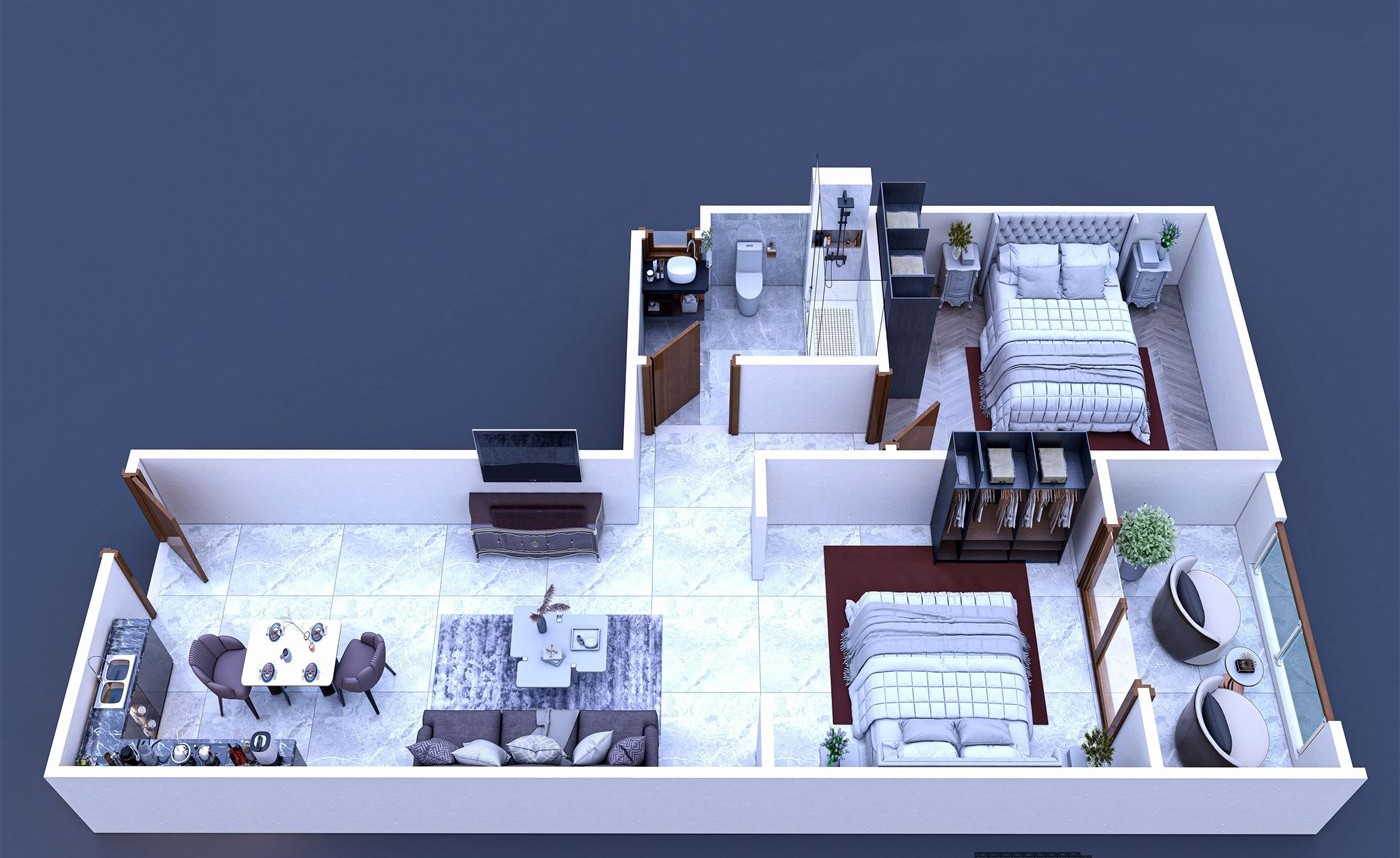 Orgwan Resort 2 bedroom apartment floor plan, Hurghada