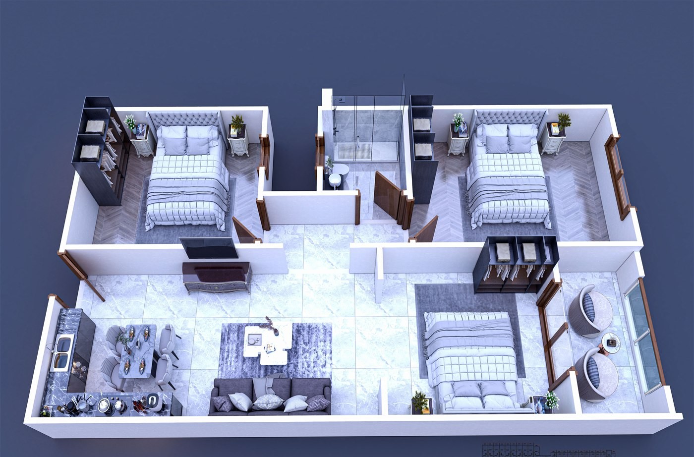 Orgwan Resort 3 bedroom apartment floor plan, Hurghada