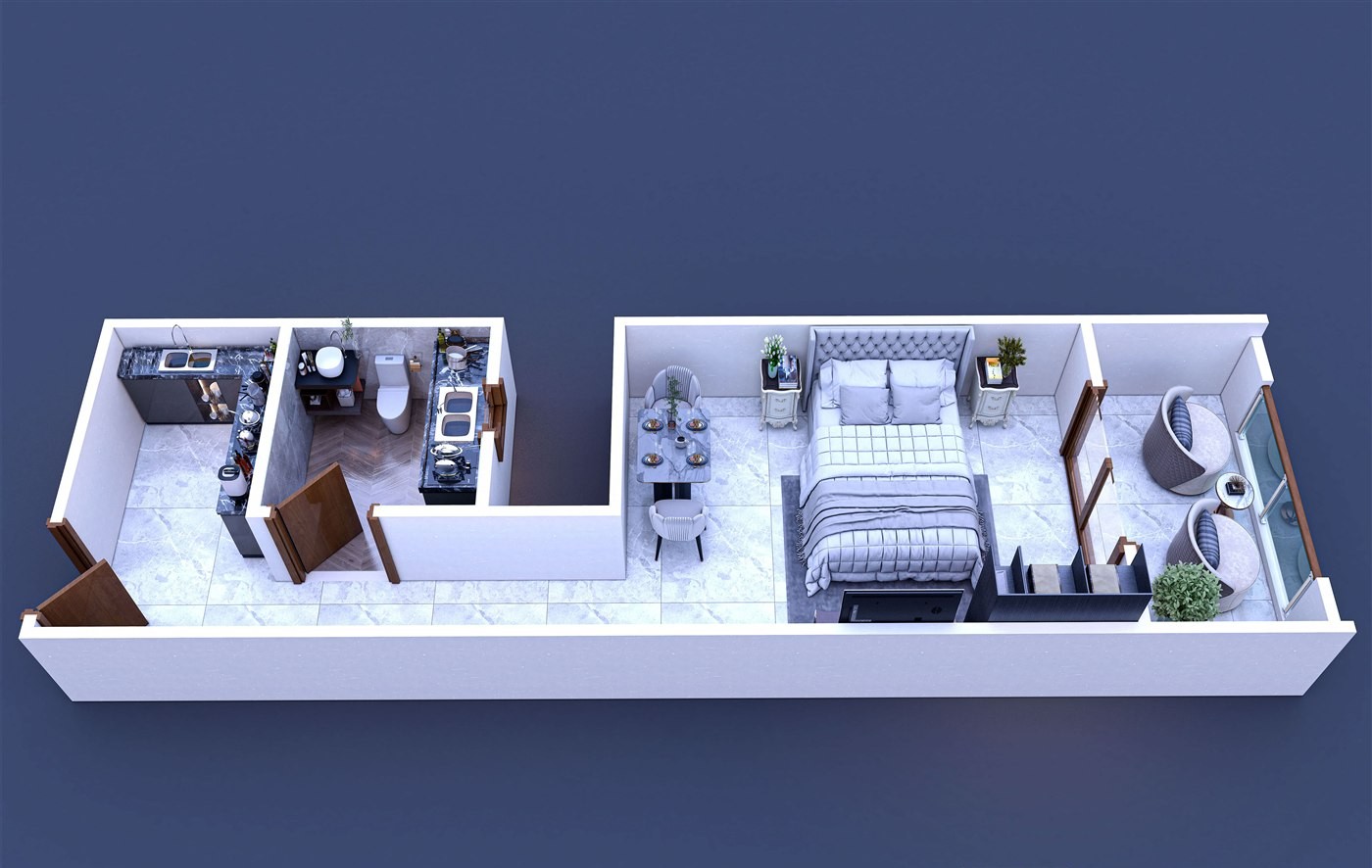 Orgwan Resort studio apartment floor plan, Hurghada